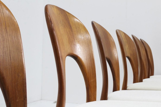 Image 1 of Vintage Deense Mid Century eetkamer stoelen Niels Koefoed teak , set van 10