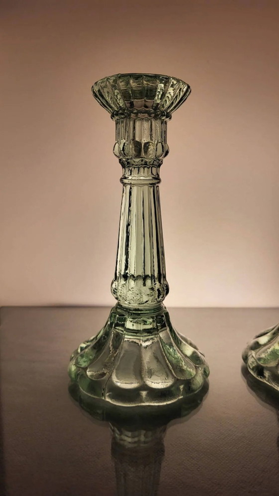 2 Glass candle holders – Crystal, Vintage (photo 2 of 9)