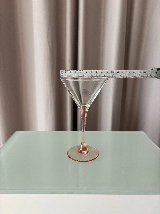 Set Of 6 Vintage Luminarc Martini / Cocktail Glasses – Soft Pink Peach – 1990s – Glass & Decanter (photo 7 of 8)