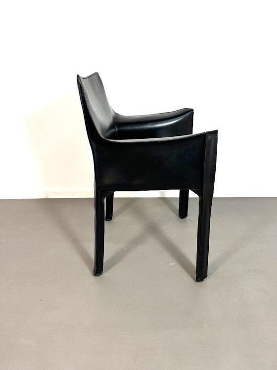 Image 1 of Poltrona CAB 413 in pelle nera di Mario Bellini per Cassina, anni '80.