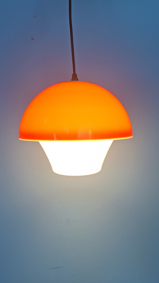 Orange vintage space age massive mushroom pendant lamp