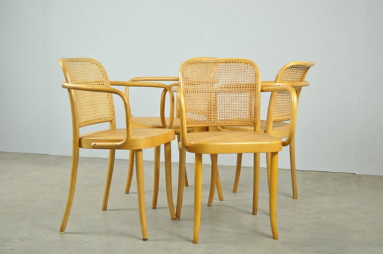 Image 1 of Set of 4 vintage Joseph Hoffmann No. 811 Prague chairs by FMG, 1950s, Poland