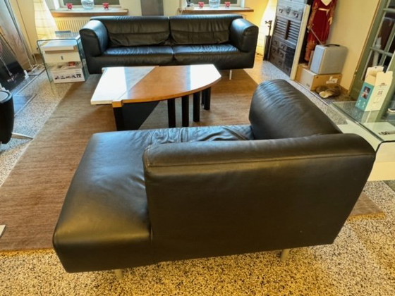 Image 1 of Cassina Met 250 3-Sitzer Sofa + Chaise Longue In Schwarz Leder