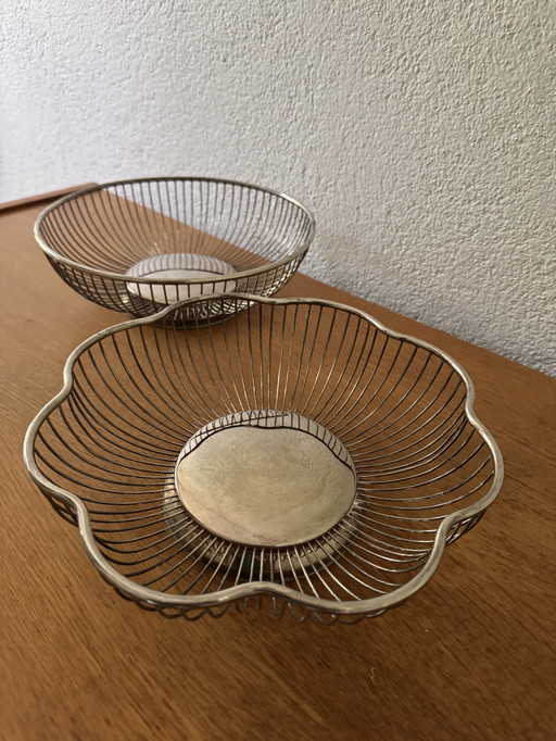 Corbeilles de Table en Métal Argenté des Années 80