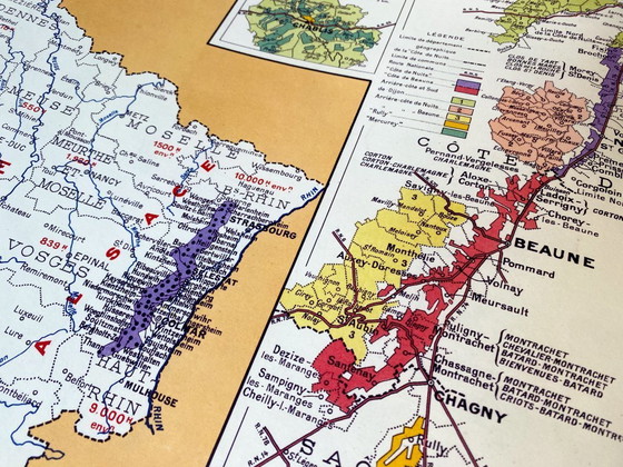 Image 1 of Vins de France 1949 - Vintage kaart van de wijngebieden - (84,1 x 118,9 cm)