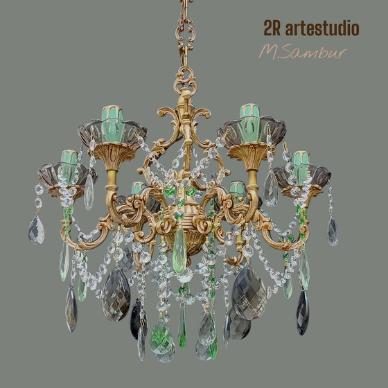 Image 1 of Lámpara de araña con cristal de topacio rojizo.