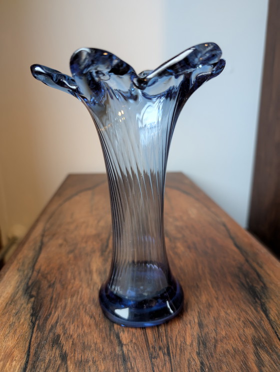 Image 1 of Set van 3 Murano blauwe glazen vazen 