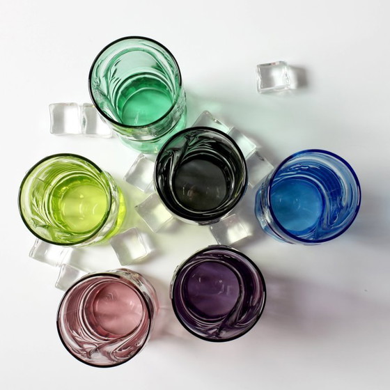 Image 1 of Set of 6 Luminarc Coca-Cola Glasses / Art Nouveau Butterfly Design / France / 2008