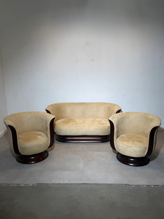 Conjunto de sofás Tulip de estilo Art Déco – 2 sillones y sofá de dos plazas – Hotel Le Malandre (photo 7 of 10)