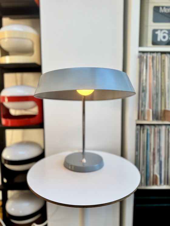 Image 1 of Bauhaus Table Lamp by VEB NARVA Lengefeld – Vintage 1960s Adjustable UFO Desk Light, West Germany Mid-Century Modern Lamp