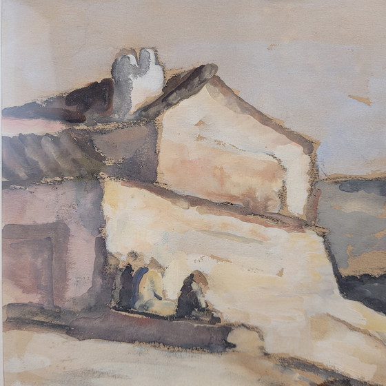 Image 1 of Acuarela Sobre Papel, “Pueblo” Escuela Francesa, S. XX - Francia