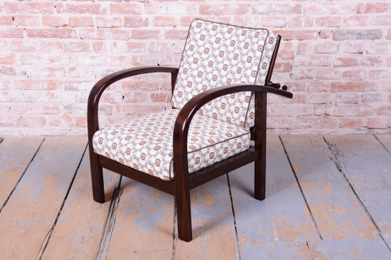 Poltrona Art Déco regolabile restaurata, di Thonet, Faggio, Lucidata, Ceca, anni '20, Poltrone, Tessile (foto 14 di 15)
