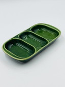 Plat apéritif vintage vert céramique années 70