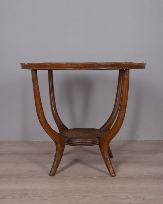 Image 1 of Tavolino da caffè vintage anni '50 in legno e vetro, design italiano.