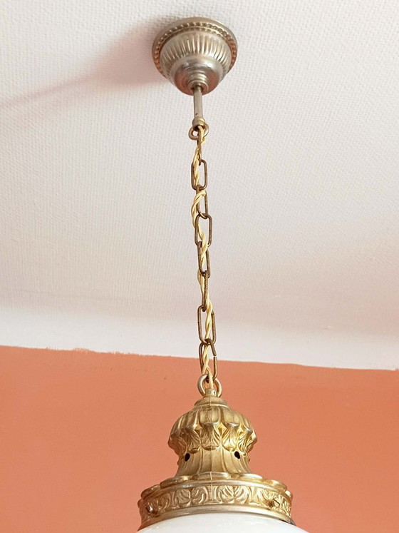 Image 1 of Grande suspension globe art nouveau 