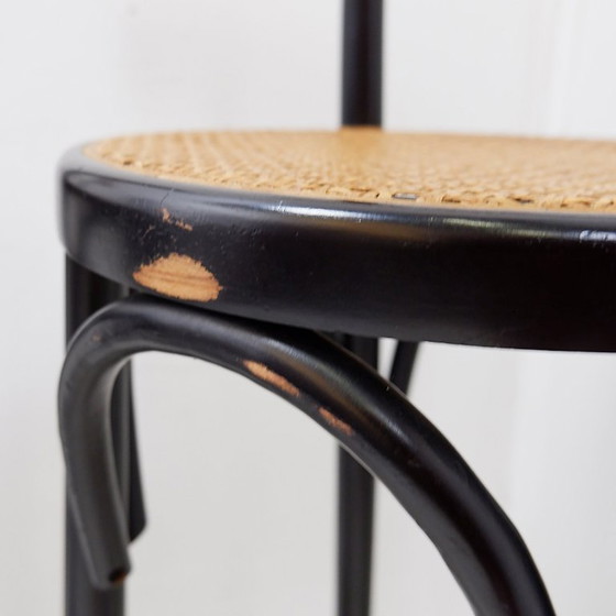Image 1 of Set of 3 vintage Thonet-style bar stools in bentwood and caning