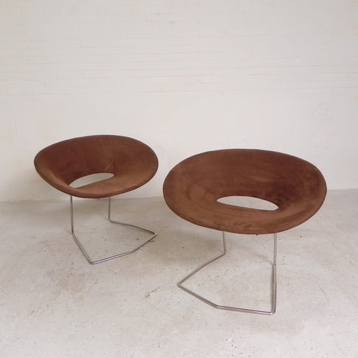 Set of 2 designer chairs in the style of Artifort, Leolux, Pierre Paulin
