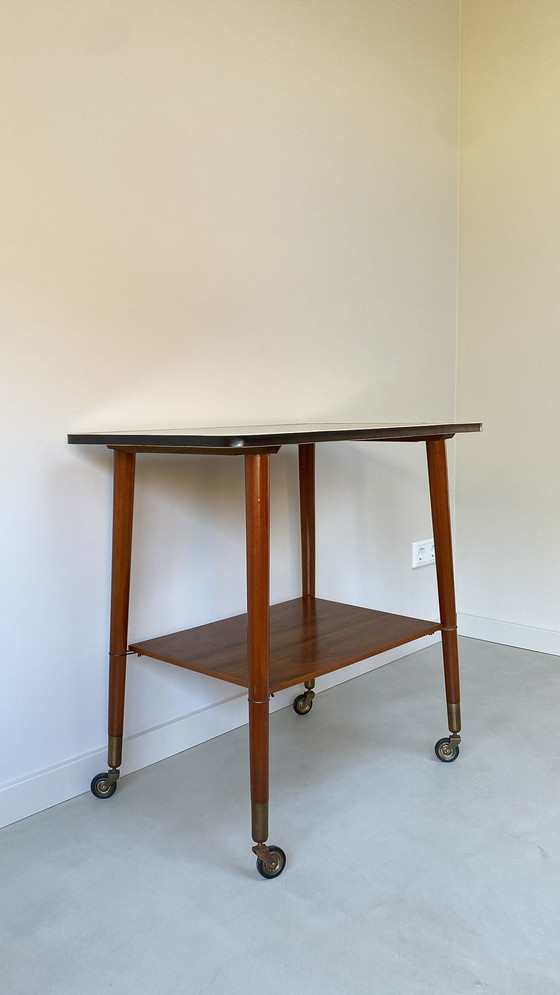 Image 1 of Vintage wooden trolley with formica top