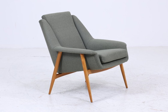 Image 1 of 2 Vintage Armlehnsessel von Wilhelm Knoll für Cassina  60er Jahre | Design Mid Century Stuhl Olivgrün Retro Holz  70er #08-18