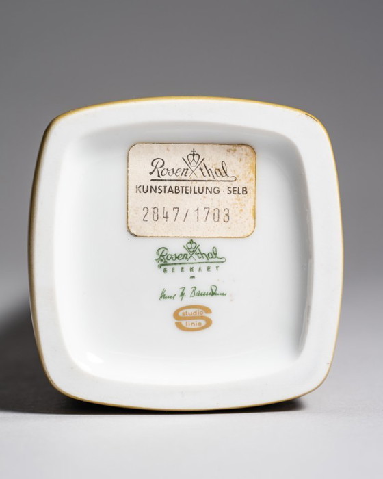 Image 1 of Rare Rosenthal Studio-Line Mustard Graphic Design by Theo Baumann Vase Trio MCM