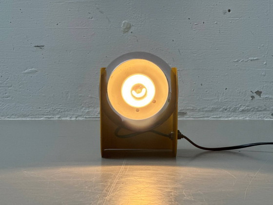 Image 1 of Set di 2 lampade a globo in stile Space Age, color ocra e cromo, anni '70.