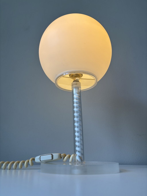 Harco Loor Table Desk Lamp With Perspex Frame & Glass Bowl, 1960s – tafellampen, Plastic (photo 2 of 11)