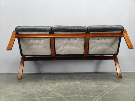 Image 1 of Scandinavian Leather Sofa in the Style of Alvar Aalto, 1970s