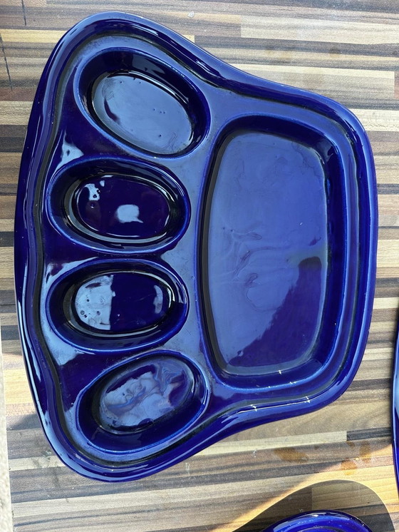 Image 1 of 5 piatti per fonduta in ceramica vintage Sars-Poterie Maine