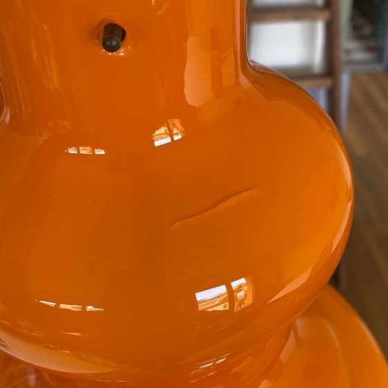 Image 1 of Lampada a sospensione vintage in vetro opalino arancione