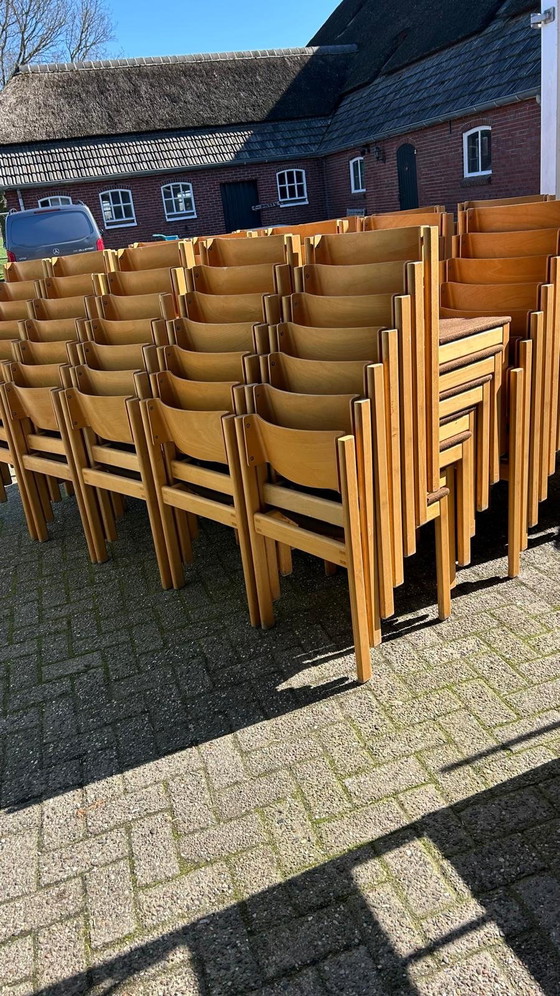 Lot de 36x chaises empilables vintage en contreplaqué, Chaises de salle à manger, Bois, Marron (photo 4 sur 7)
