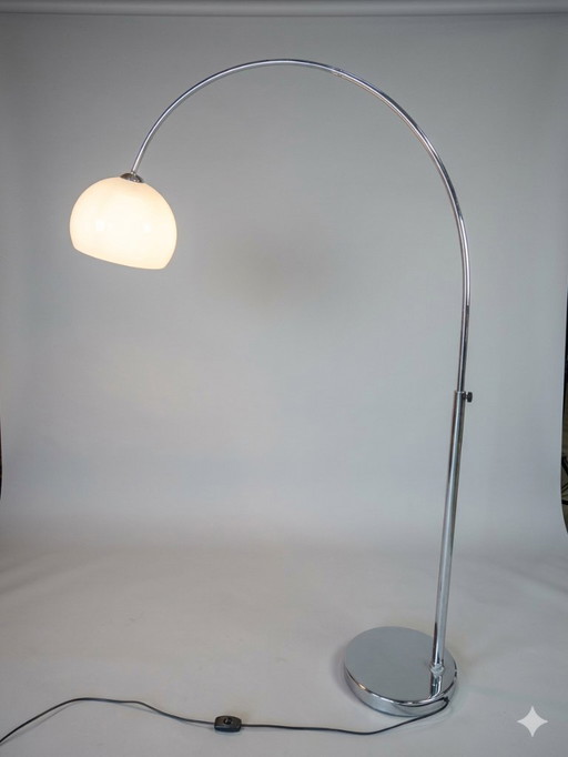 Italian arc lamp with marble base and chrome, 70's