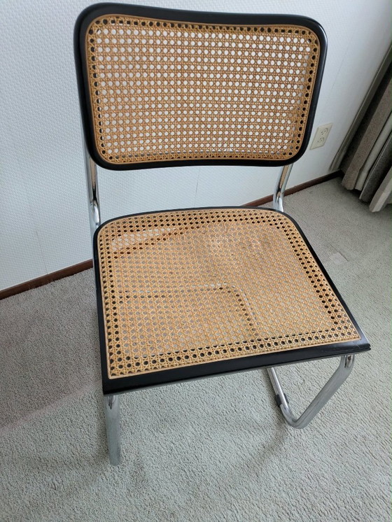 Cantilever chairs with cane seat and backrest, set of two, Dining chairs, Metal, Wicker, Silver (photo 5 of 5)