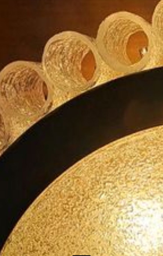 Image 1 of Lámpara de techo grande de cristal esmerilado Doria Leuchten – Estilo moderno de mediados de siglo / Hollywood Regency (Ø 60 cm)