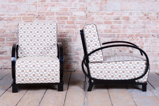 Paar restaurierter Art-Deco-Sessel, von J. Halabala, UP Závody, Tschechien, 1920er Jahre – Textile, Wood (photo 9 of 10)