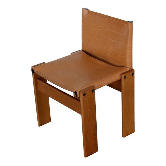 Image 1 of 6x buffalo leather monk chairs by Afra and Tobia Scarpa for Molteni, Italy, 1973