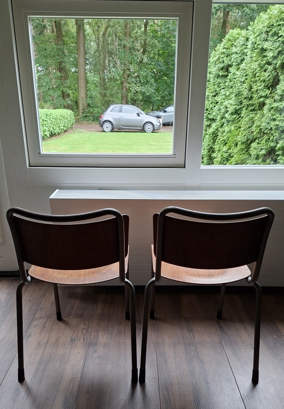 2 Original Vintage Gispen 106 TU Delft Chairs from the 1960s. – Dining chairs, Metal, Wood (photo 8 of 8)