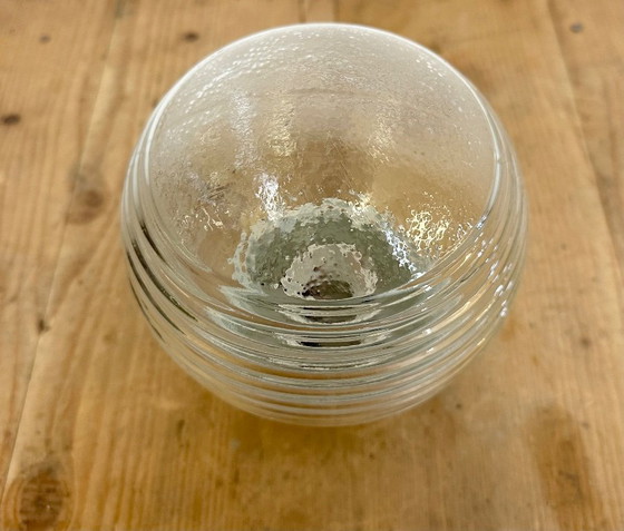 Image 1 of Vintage witte porseleinen plafondlamp met geribbeld glas, jaren 70