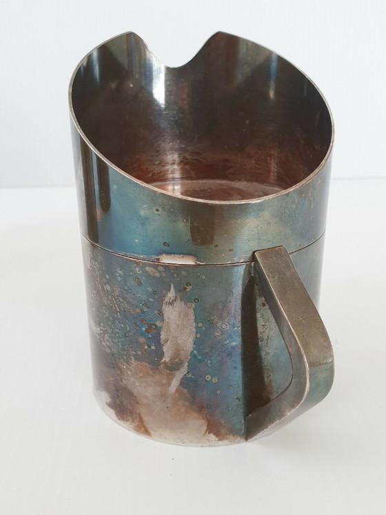 Image 1 of SET OF 3 VINTAGE 1970S SILVER-PLATED METAL PITCHERS, 70S DESIGN, FRANCE