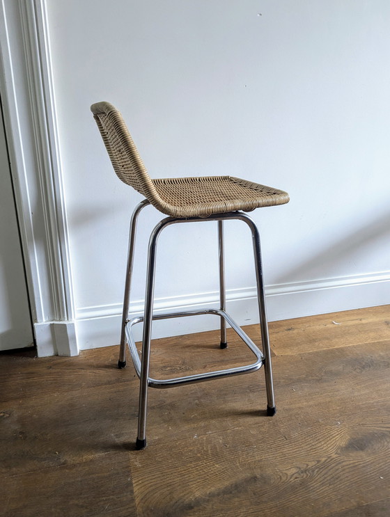 Image 1 of Sgabelli da bar Rohe Noordwolde in canna vintage 2x