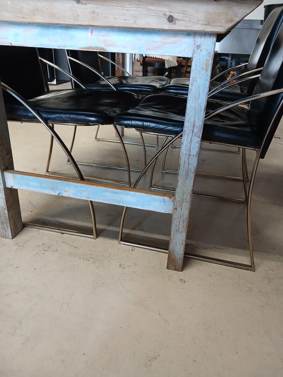 Vintage design dining chairs – Leather, Metal (photo 14 of 14)