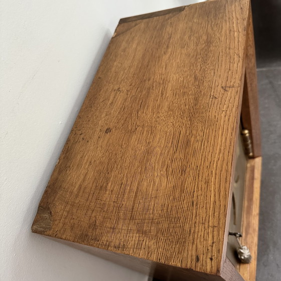 Image 1 of Authentic Consecration Safe / Tabernacle Cabinet in Solid Wood with Gilded Cross – With Key (Mid-20th Century)