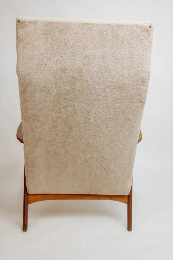 Vintage teak armchair, 1960s - Beige upholstery (photo 12 of 14)