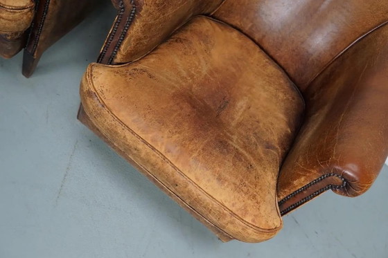 Image 1 of Vintage Nederlandse cognackleurige leren clubfauteuils, set van 2