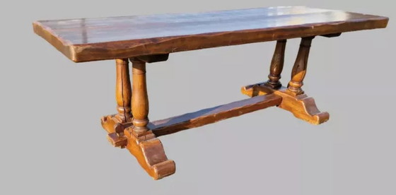 Old Farmhouse Dining Table, 2 Benches, 2 Chairs – Dining set, Wood, Wicker (photo 5 of 6)