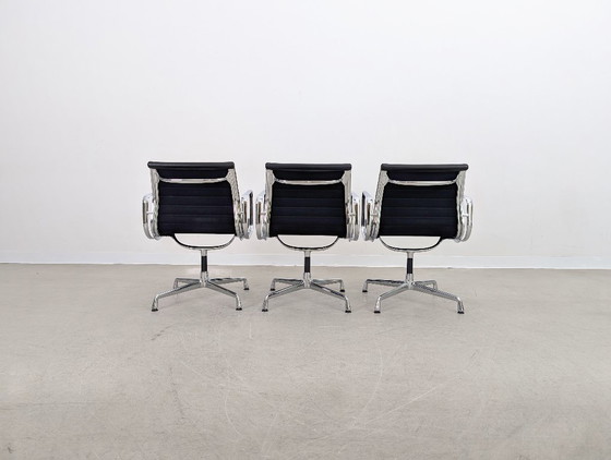 Image 1 of Original 3x Vitra Charles & Ray Eames Chair EA 108 Leather Black