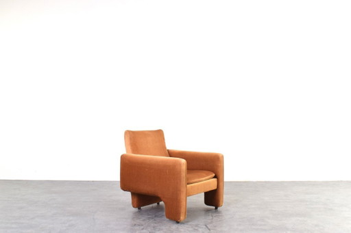 Sillón lounge italiano vintage de terciopelo cobre, años 70.