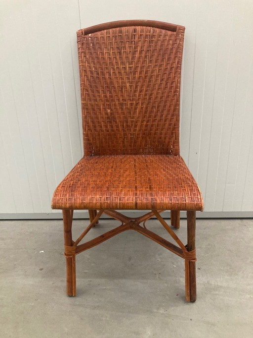 Vintage tropische Boho Rattan Esszimmerstühle