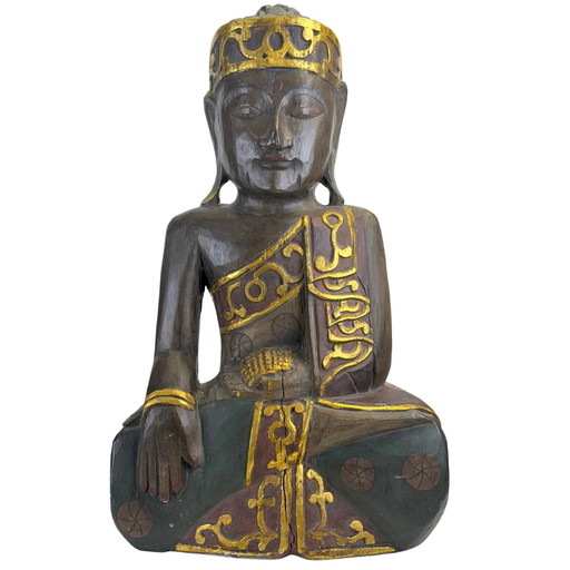 Monumental Vintage Balinese Hand-Carved Wooden Jina Buddha – Monolithic Hardwood (60.5 cm / 7.1 kg)