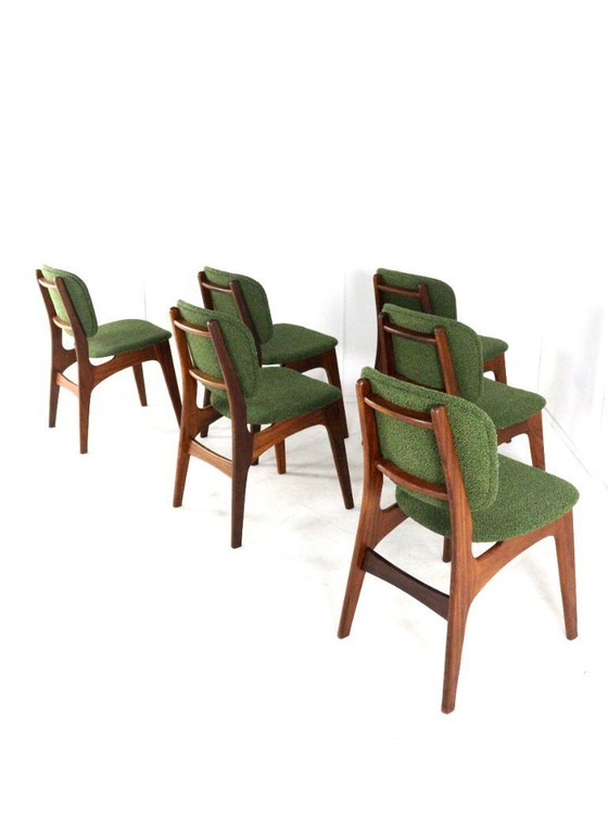 Image 1 of Set van 6 Nederlandse eetkamerstoelen stoelen vintage gestoffeerd