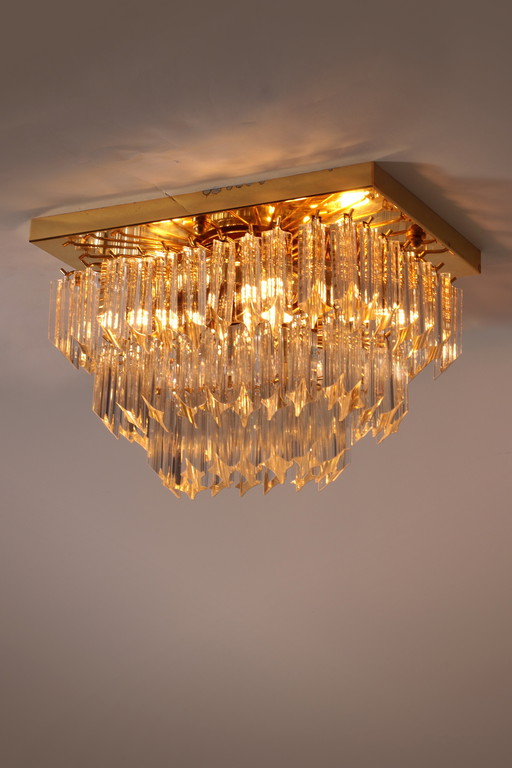 Novaresi Gold Plated Ceiling Lamp CH Serie 1970 Italy